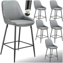 Chaise de bar rembourrée avec une housse douce Ensemble de 6 pièces Tissu gris/noir