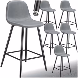 Chaise de bar en tissu résistant et rembourré Ensemble de 6 pièces gris foncé-noir