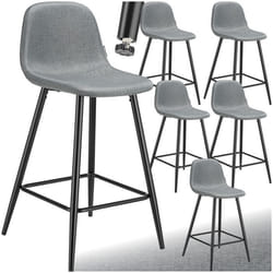 Chaise de bar en tissu résistant et rembourré Ensemble de 6 pièces gris foncé-noir