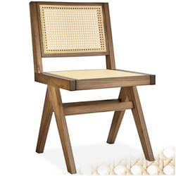 Chaise en bois - TECTAKE - Fauteuil LISSY avec cannage viennois en bois design boho 485 x 535 x 83 cm - Chêne clair
