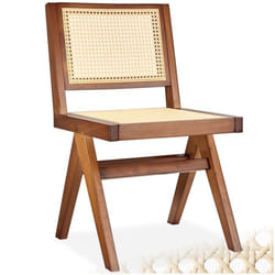 Chaise En Bois Avec Cannage Viennois Design Boho Chêne Foncé