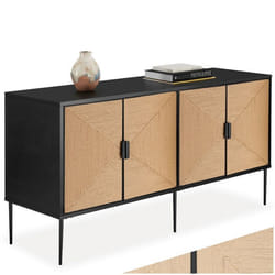 Buffet Avec Portes Effet Jute 2 Compartiments De Rangement