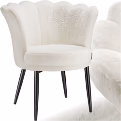 Fauteuil dossier en forme de fleur  Fourrure synthétique crème/noir