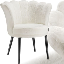 Fauteuil dossier en forme de fleur  Fourrure synthétique crème/noir
