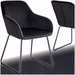 Chaise de salle à manger en velours rembourré  Aspect velours noir/noir