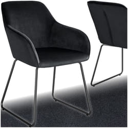 Chaise de salle à manger en velours rembourré  Aspect velours noir/noir