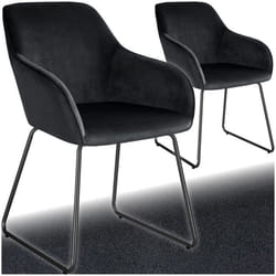 Chaise de salle à manger en velours rembourré Lot de 2 Aspect velours noir/noir