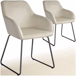 Chaise de salle à manger en velours rembourré Lot de 2 Velours crème/noir