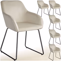 Chaise de salle à manger en velours rembourré Lot de 6 Velours crème/noir
