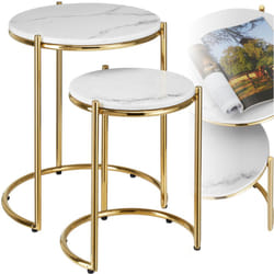 Tectake - Table d'appoint plaques de marbre de haute qualité empilables