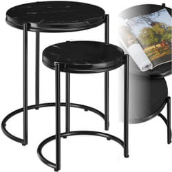 Table d'appoint plaques de marbre de haute qualité Ensemble de 2 pièces noir/noir