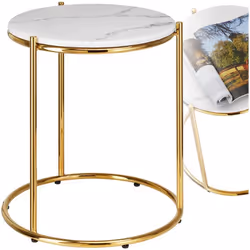 Table d'appoint plaque en marbre de haute qualité  blanc/doré