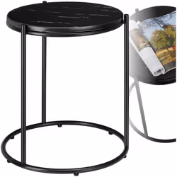 Table d'appoint plateau en marbre de haute qualité noir/noir