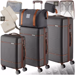 TECTAKE Ensemble de valises MADISON 13 pièces avec serrure TSA et coques rigides en ABS robuste - Gris anthracite