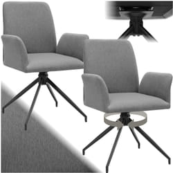 Tectake - Lot 2 fauteuils pivotants 360° rembourrés tissu robuste anthracite