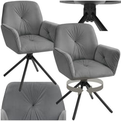 Chaises - TECTAKE - Lot de 2 fauteuils LENIA pivotants à 360° en velours rembourrés 565 x 54 x 86 cm - Anthracite/Noir