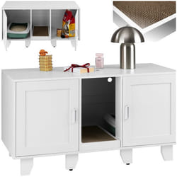 Maison de toilettage - TECTAKE - Armoire litière pour chats FREYA avec tapis à gratter et fermetures magnétiques