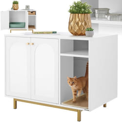 Armoire pour chat avec entrée latérale  blanc/doré