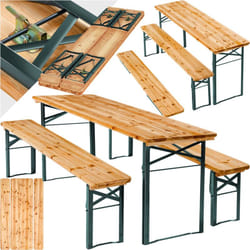 Tectake - ensemble de tables et bancs de brasserie 3 pièces, pliable