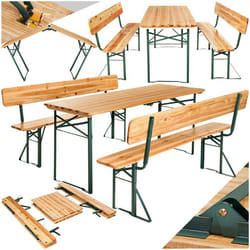 ensemble de tables et bancs de brasserie 3 pièces, pliable, dossiers amovibles  marron