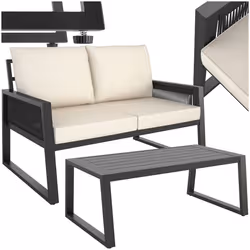 Ensemble de salon de jardin En design corde avec structure en aluminium gris anthracite