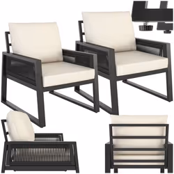 Ensemble de salon de jardin Een design corde avec structure en aluminium  gris anthracite