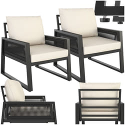 Ensemble de salon de jardin Een design corde avec structure en aluminium  gris anthracite