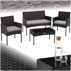 Salon de jardin en résine tressée pour 4 personnes noir