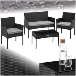 Salon de jardin en résine tressée pour 4 personnes  noir