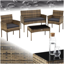 Salon de jardin en résine tressée pour 4 personnes  marron naturel
