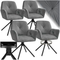 Chaise à accoudoirs pivotante en velours et rembourrée Lot de 4 Aspect velours anthracite/noir - TU