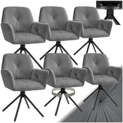 Chaise à accoudoirs pivotante en velours et rembourrée Lot de 6 Aspect velours anthracite/noir - TU