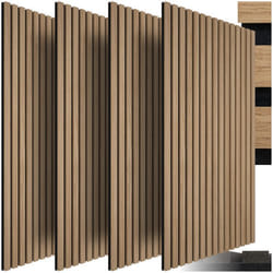 Isolation accoustique - TECTAKE - Lot de 4 panneaux acoustiques SONIC WALL aspect bois en MDF 60 x 120 x 21 cm - Bois clair
