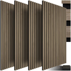 Isolation accoustique - TECTAKE - Lot de 4 panneaux acoustiques SONIC WALL aspect bois en MDF 60 x 120 x 21 cm - Bois foncé