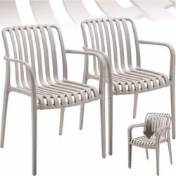 Chaises de jardin résistant aux intempéries et aux UV Ensemble de 2 pièces taupe