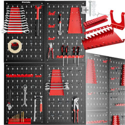 Panneau perforé avec crochets et supports Lot de 4 noir/rouge