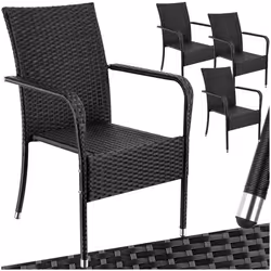 Chaise en résine tressée résistante et durable 4 pièces noir
