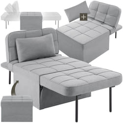 Fauteuil de repos 4-en-1 comme tabouret, fauteuil, chaise longue ou lit  gris clair - TU