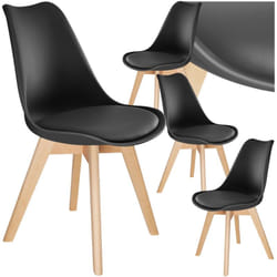 Lot 4 chaises salle à manger style scandinave forme ergonomique noir