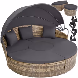 Bain de soleil rond au design contemporain luxueux robuste marron naturel