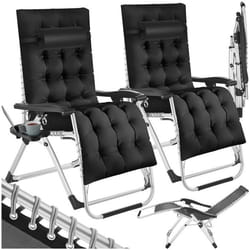 Chaises longues Pliable ensemble de 2 noir