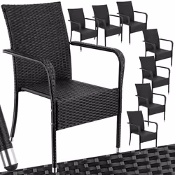 Chaise en résine tressée résistante et durable Lot de 8 noir