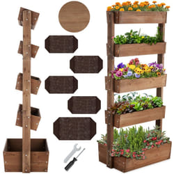 Tectake - Jardinière verticale flora en bois laqué avec toile de paillage -