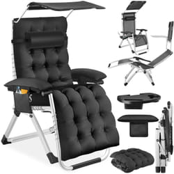Tectake - Chaise longue pliable avec dossier flexible et repose-pieds embouts en plastique antidérapants et capacité de charge de 200 kg