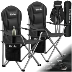Chaise de camping rembourrée pliable avec sac de transport inclus Ensemble de 2 pièces noir