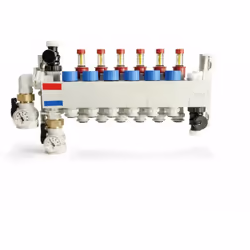 Collecteur compact REHAU 4 circuits - 14707201001 - Collecteur polymère compact pour un encombrement réduit, livré prémonté e ...
