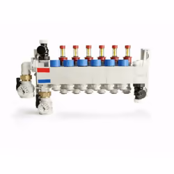 Collecteur compact REHAU 9 circuits - 14707701001 - Collecteur polymère compact pour un encombrement réduit, livré prémonté e ...