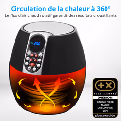 MEDION MD E10 S - Airfryer - Friteuse à air chaud 2.8L - 1500W - Programmes automatiques - Frire sans huile - Poignée froide au toucher - Noir - Vue supplémentaire 7