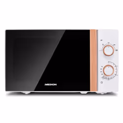 MEDION Micro-ondes MD 10596 | 20 litres | 700 W | Porte miroir | 5 niveaux de puissance | Aspect bois - blanc, Comptoir, Micr ...