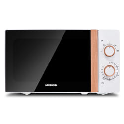 MEDION Micro-ondes MD 10596 | 20 litres | 700 W | Porte miroir | 5 niveaux de puissance | Aspect bois - blanc